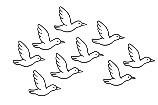 Migrating Birds in a V Formation Coloring Page