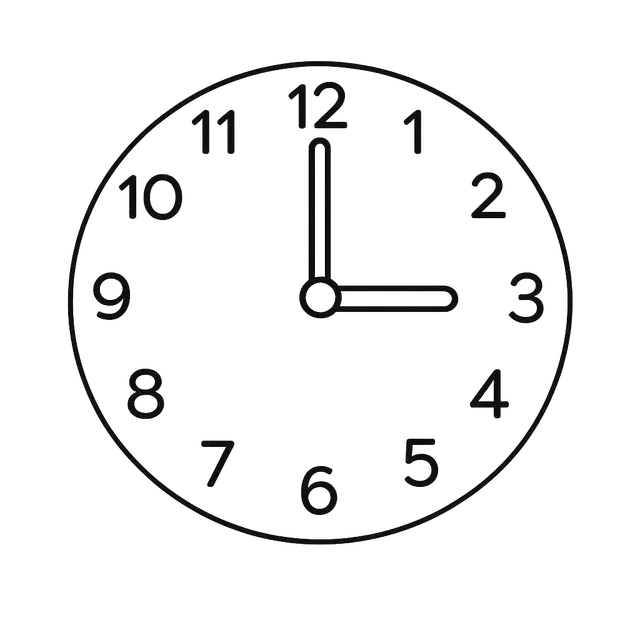 Old-Fashioned School Clock Showing 3 O'Clock