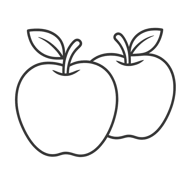 Simple Apple Outline Coloring Illustration