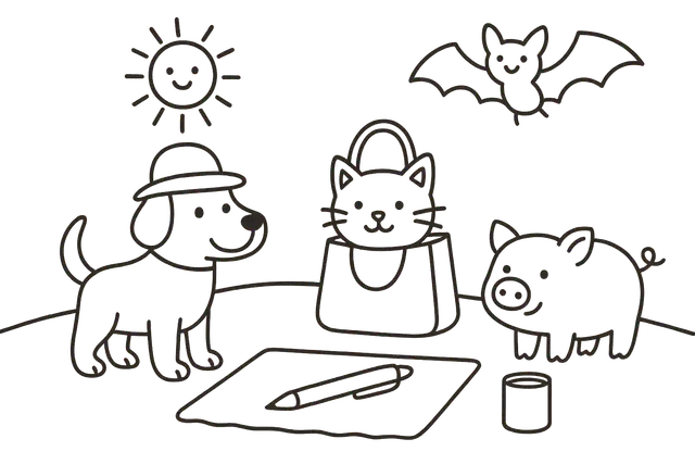 Animal Friends Coloring Page