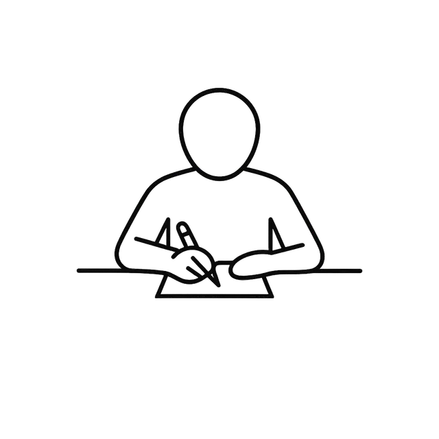 Person Writing at a Desk — Minimal Line Icon