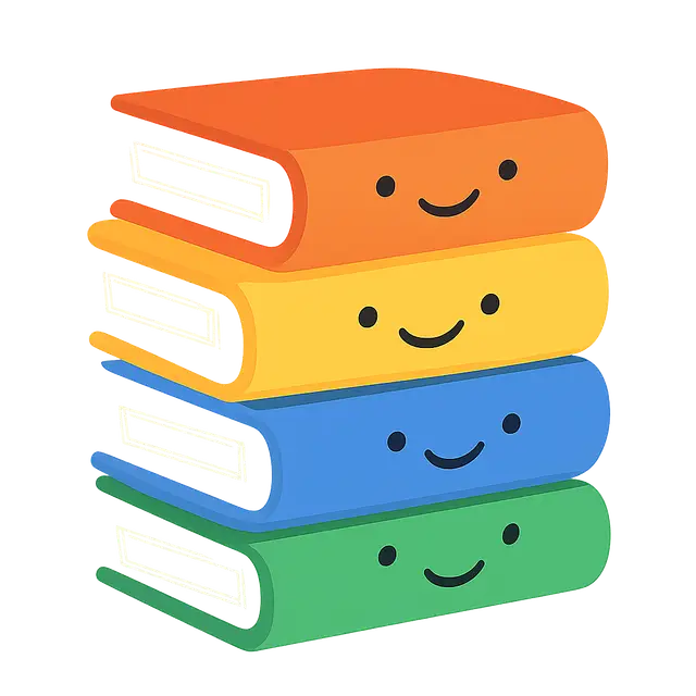 Cheerful Stack of Four Colorful Books Illustration