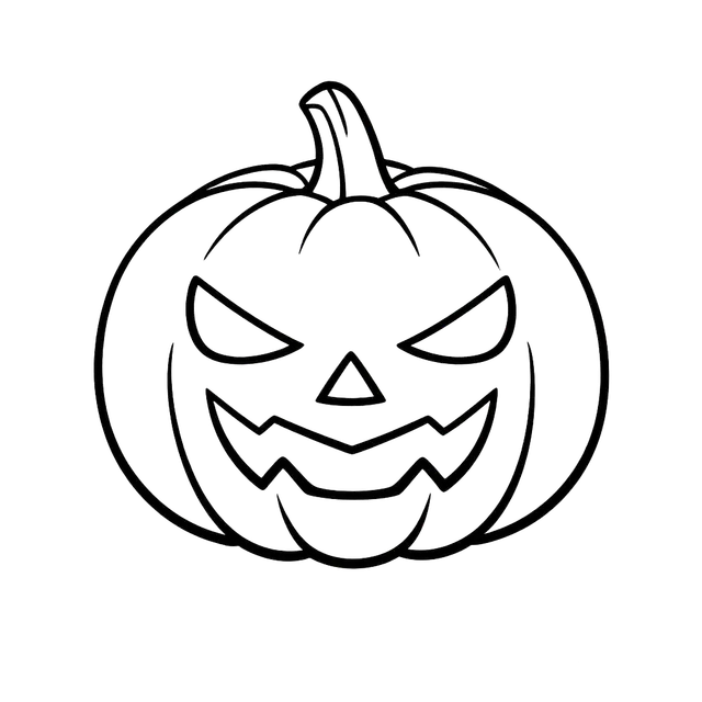 Black outline of a grinning Halloween jack-o'-lantern