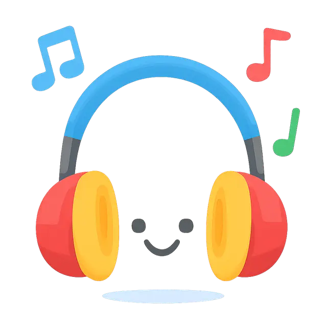 Colorful Friendly Headphones with Music Notes