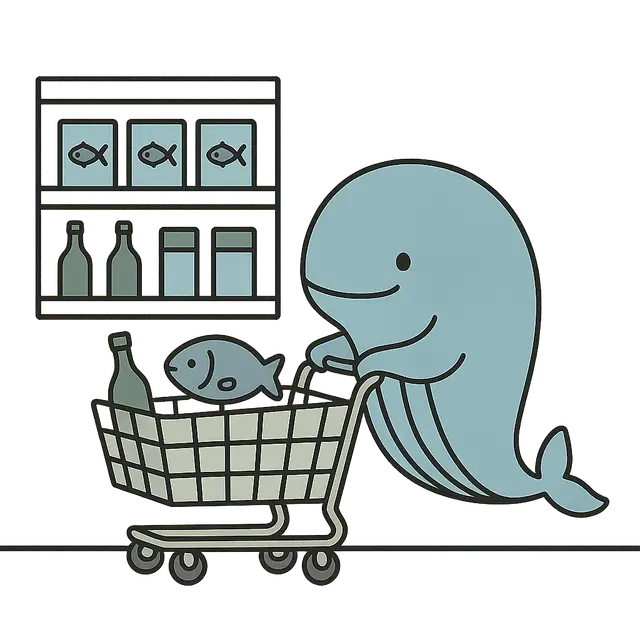 Blue Whale Shopping for Fish Food
