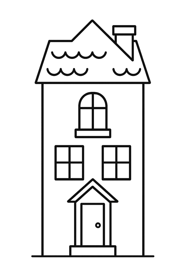 Simple Townhouse Coloring Page