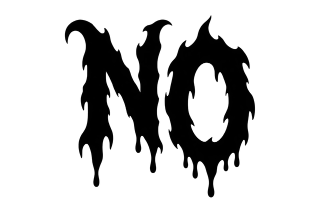 Halloween-Style “NO” Lettering — Black and White