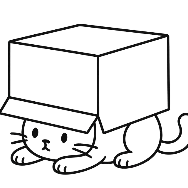 Cat Hiding Under a Box