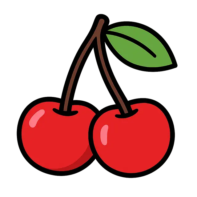 Friendly Cherry Pair Clip Art Illustration