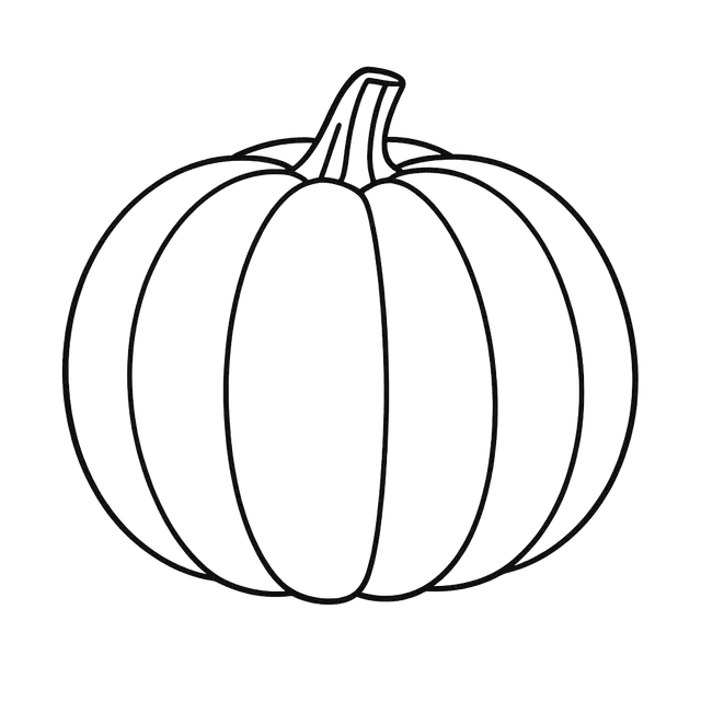 Simple Outline of a Round Pumpkin