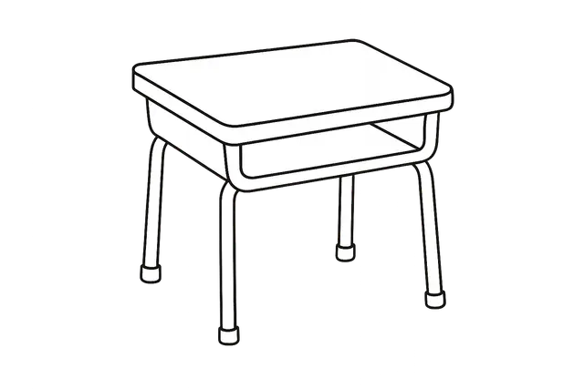 School Desk Line Art