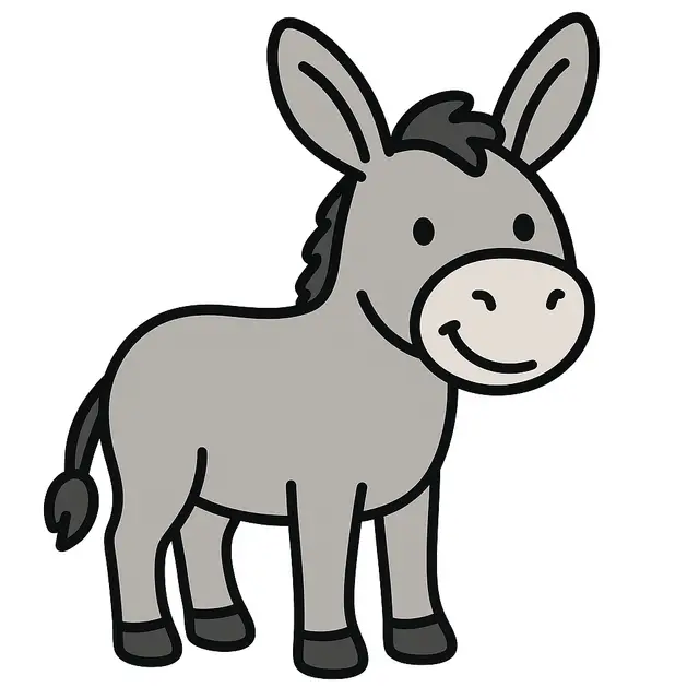 Smiling Gray Donkey Clipart