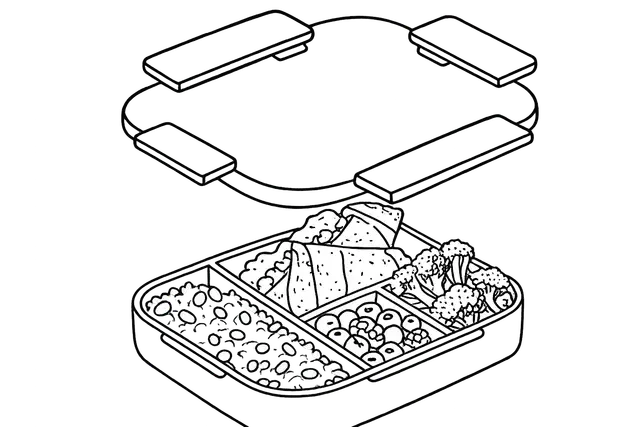 Open Lunch Box with Food