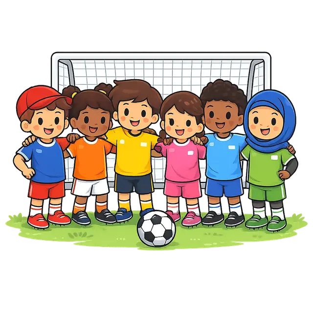 Soccer Team in Front of Goal