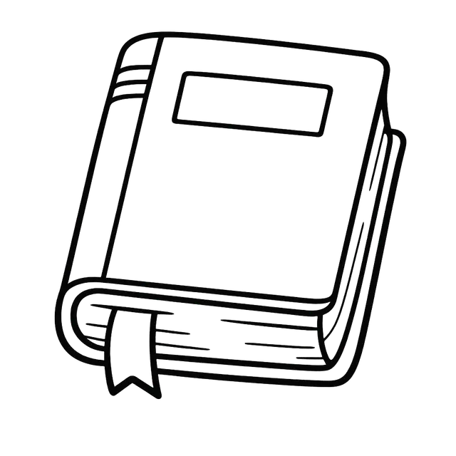 Black-and-White Cartoon Book with Bookmark