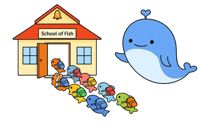 School of Fish with Whale Teacher
