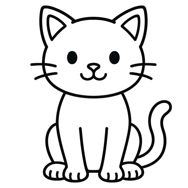 Sitting Cat Outline Clipart