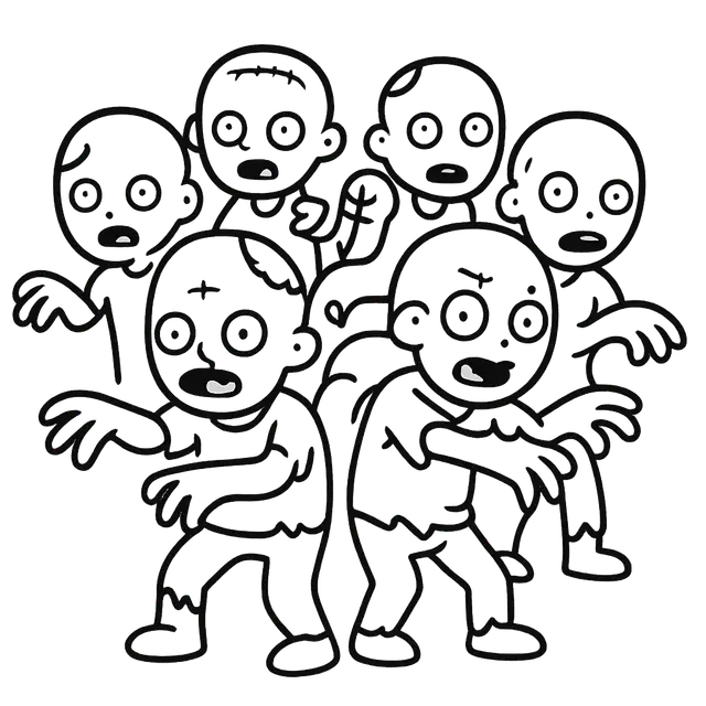Cute Cartoon Zombie Horde