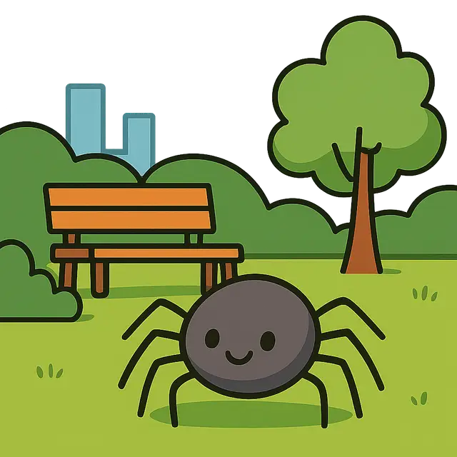 Cute Cartoon Spider in a Park