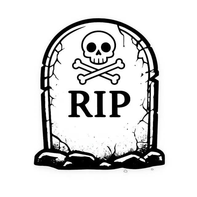 Cute Black-and-White Halloween Gravestone with Skull and Crossbones