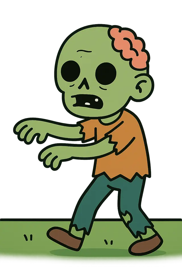 Cute Cartoon Zombie Walking