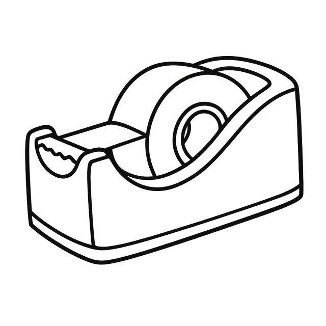 Cartoon Tape Dispenser Line Art