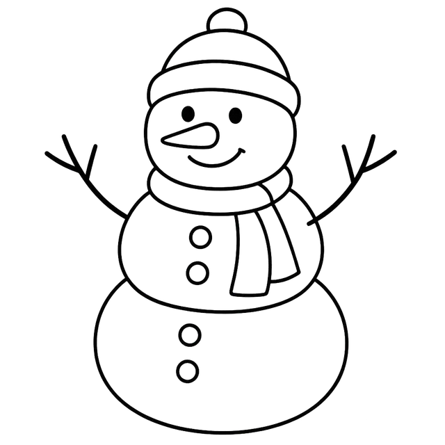 Smiling Snowman Coloring Page