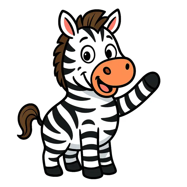 Waving Cartoon Zebra