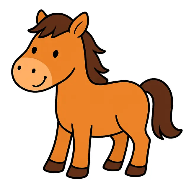 Smiling Orange Cartoon Horse