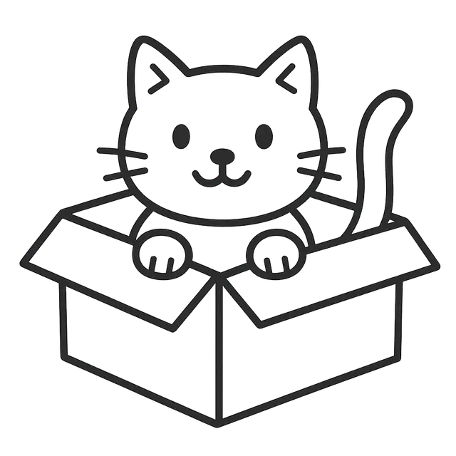 Cat in a Box Coloring Page