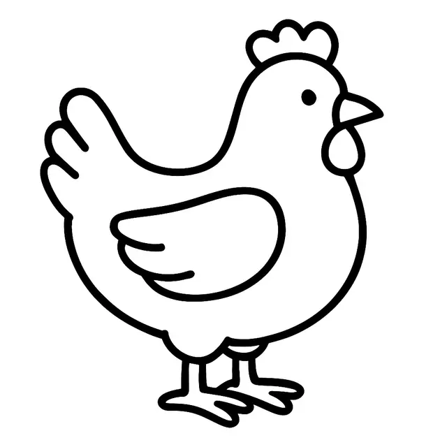 Hen Outline Coloring Page