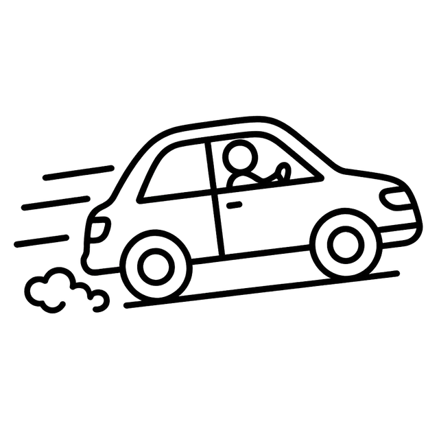 Moving Car with Driver Line Drawing