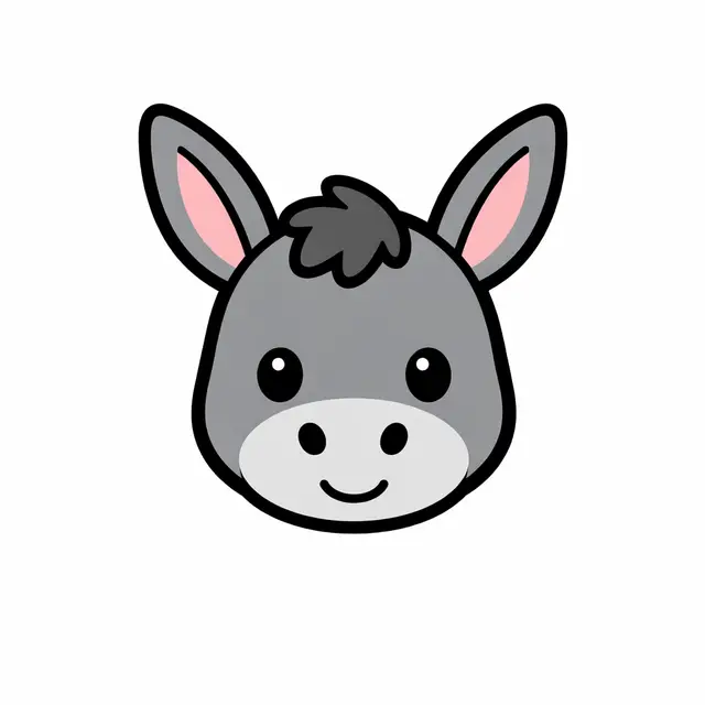Cute Gray Donkey Head Clipart