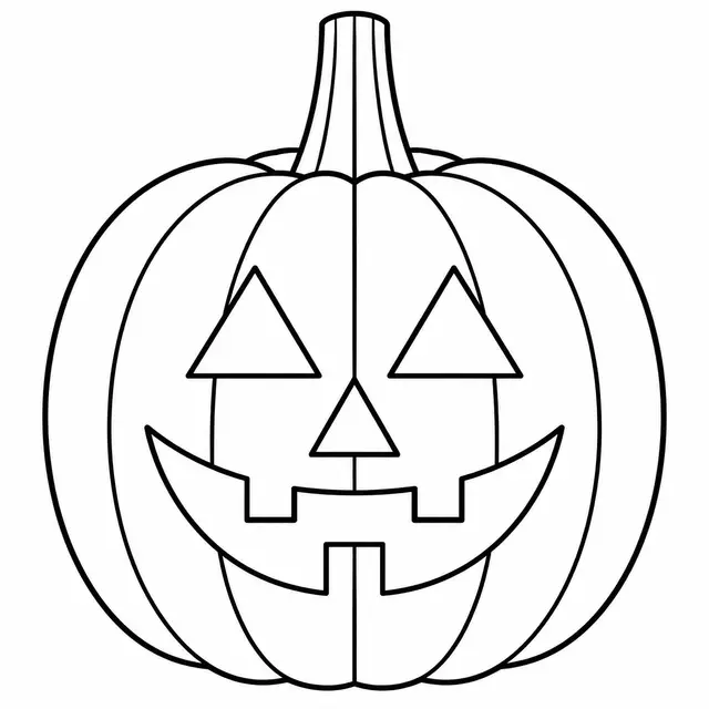 Symmetrical Jack-o'-Lantern Pumpkin Coloring Page