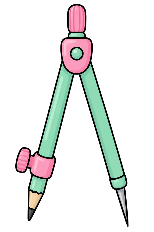 Mint and Pink Geometry Compass Clipart
