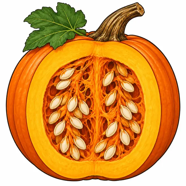 Pumpkin Cutaway with Seeds and Pulp