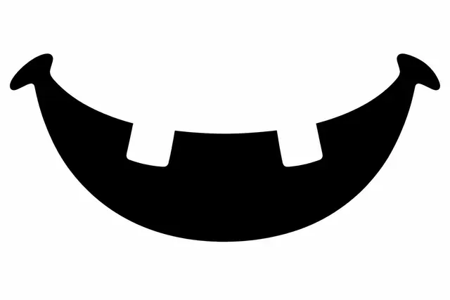 Black Crescent Jack-o'-Lantern Smile with Two Tooth Cutouts