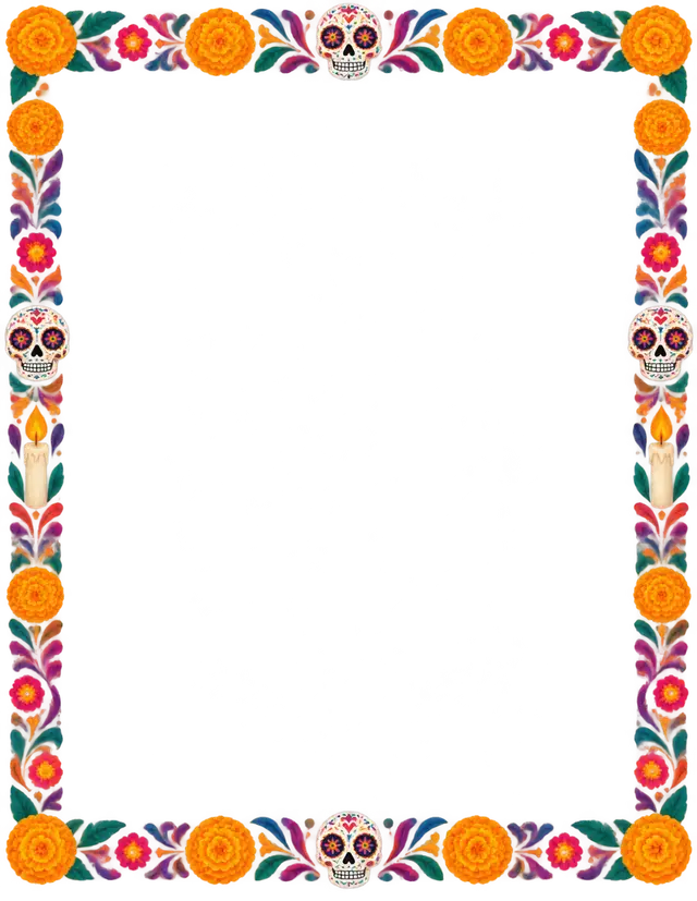 Día de los Muertos Floral Sugar Skull Border