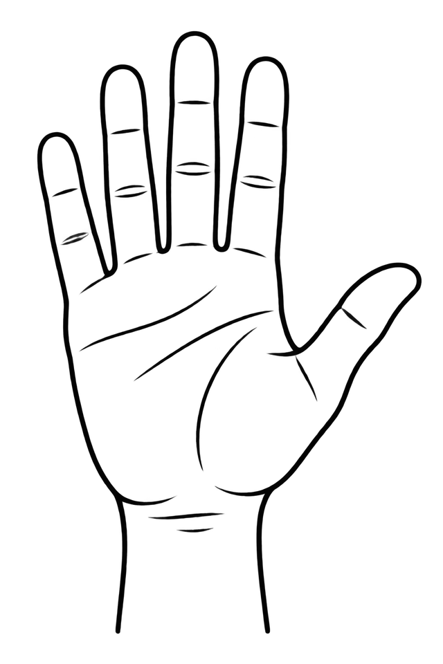 Upright Open Hand, Palm Facing Forward