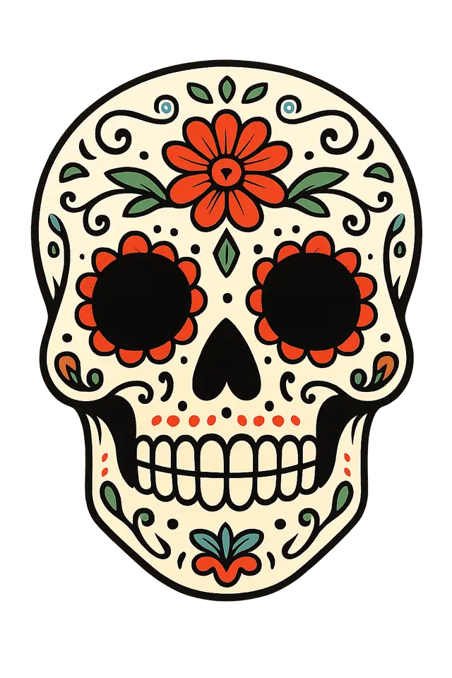 Colorful Day of the Dead Sugar Skull Illustration