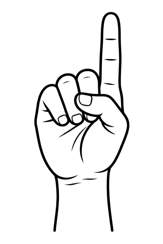 Upright Cartoon Hand with Index Finger Raised