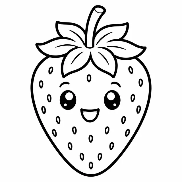 Smiling Strawberry Coloring Page