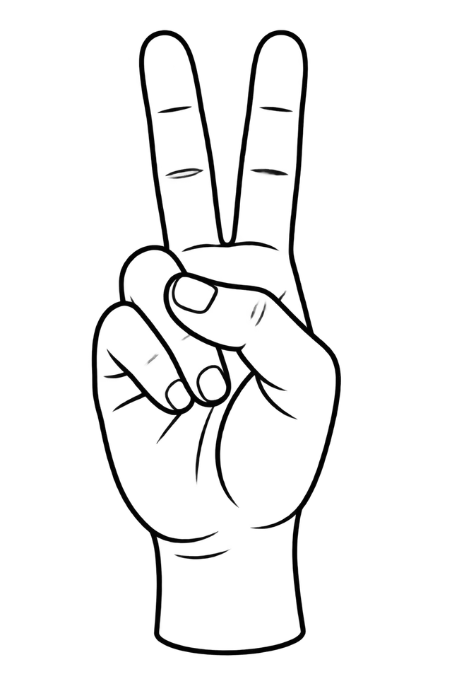Cartoon Hand Showing Two Fingers