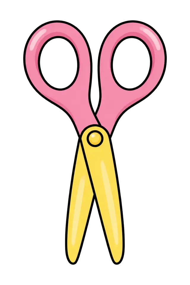 Pink-Handled Scissors with Yellow Blades