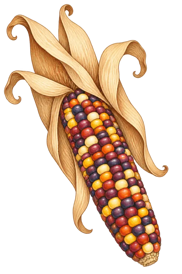 Multicolored Ornamental Corn with Curled Husks