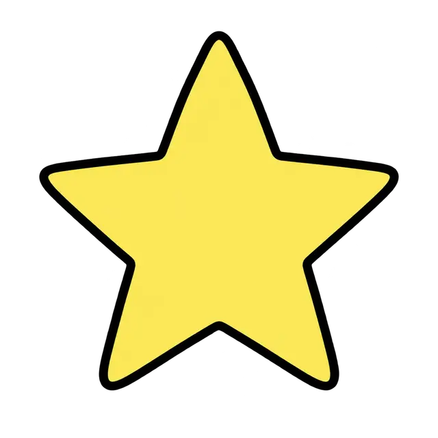 Yellow Five-Point Star with Black Outline