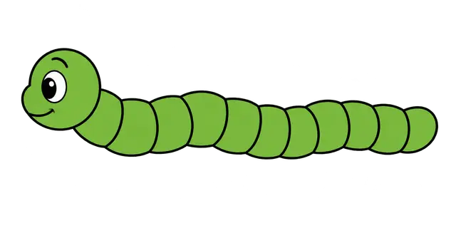 Green Cartoon Worm Facing Left
