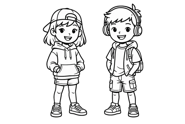 Two Cartoon Children